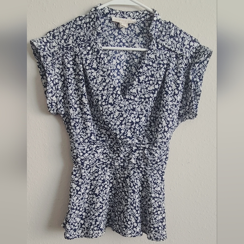 Monteau Blue and White Smocked Bubble Skirt